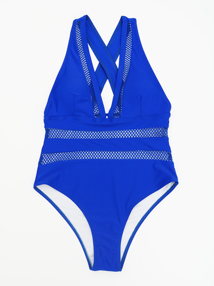 Sexy Mesh Patchwork Swimwear One Piece Swimsuit