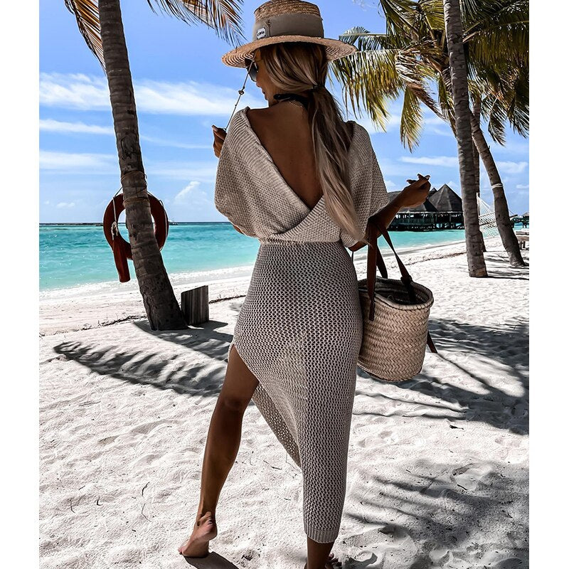 White Crochet Tunic Bikini Cover-ups