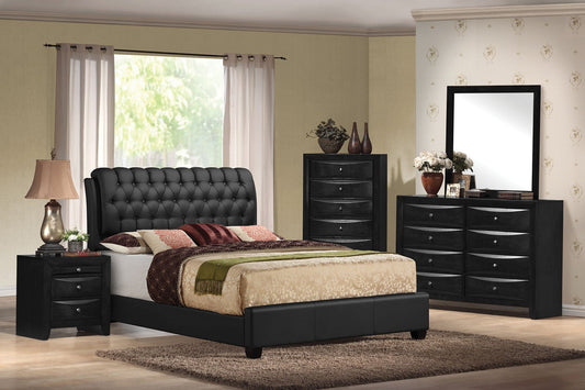 90inches X 79inches X 49inches Black Pu Button Tufted King Bed