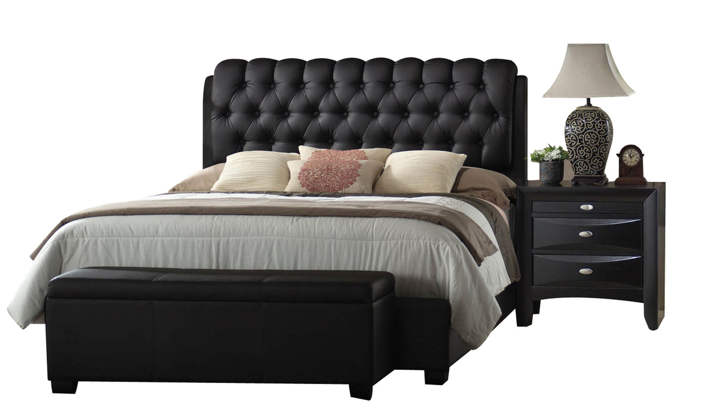 90inches X 79inches X 49inches Black Pu Button Tufted King Bed