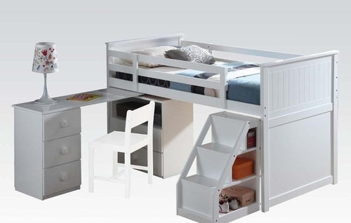 79inches X 42inches X 47inches White Loft Bed With Chest And Swivel