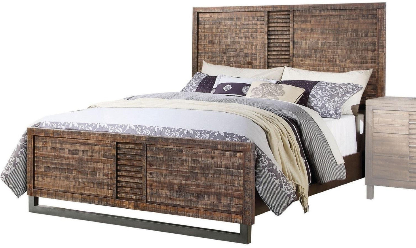 87inches X 64inches X 56inches Reclaimed Oak Queen Bed