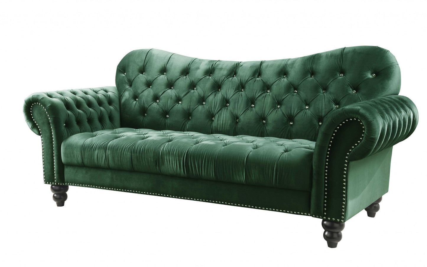 91inches X 37inches X 39inches Green Velvet Sofa