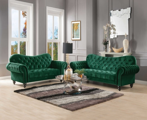 91inches X 37inches X 39inches Green Velvet Sofa