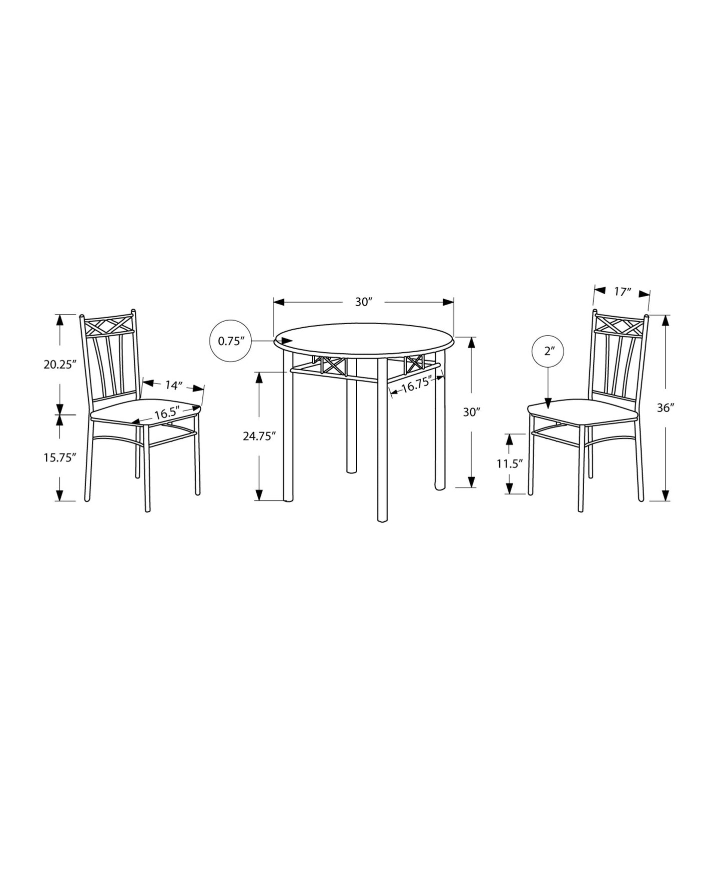 Cappuccino with Silver  Metal  3pcs