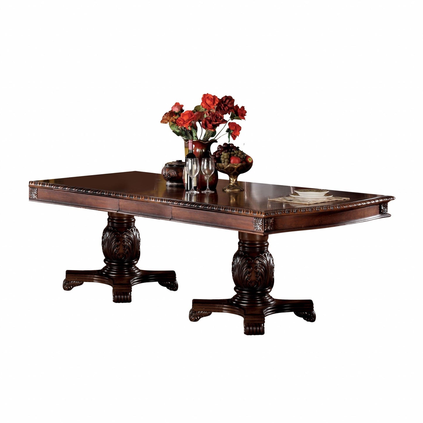 46inches X 96inches X 31inches Cherry Wood Poly Resin Dining Table