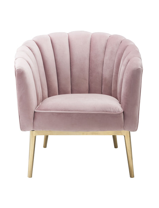 Pink Velvet Gold Upholstery Wood Accent