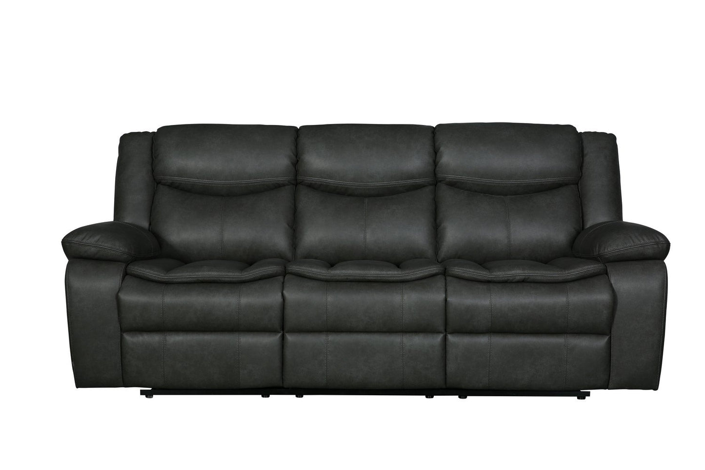 Modern Soft Gray Faux Leather Reclining Sofa