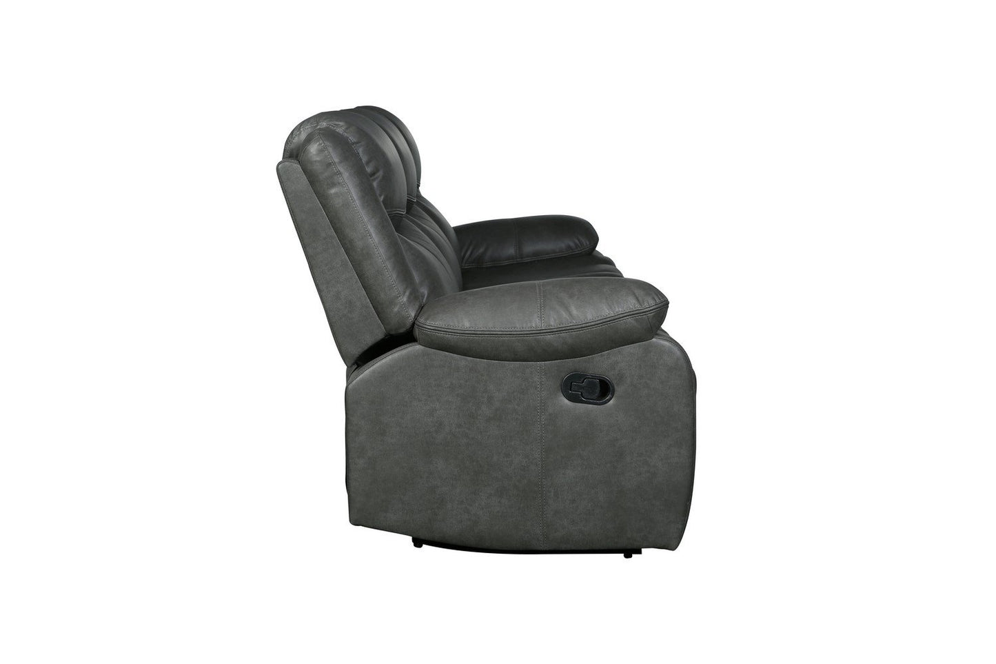 Modern Soft Gray Faux Leather Reclining Sofa