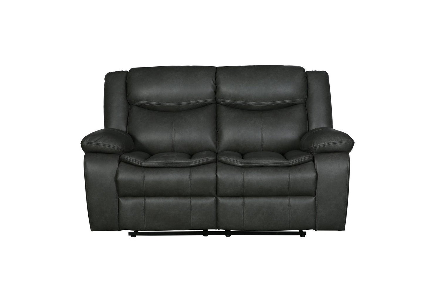 Modern Soft Gray Faux Leather Reclining Sofa