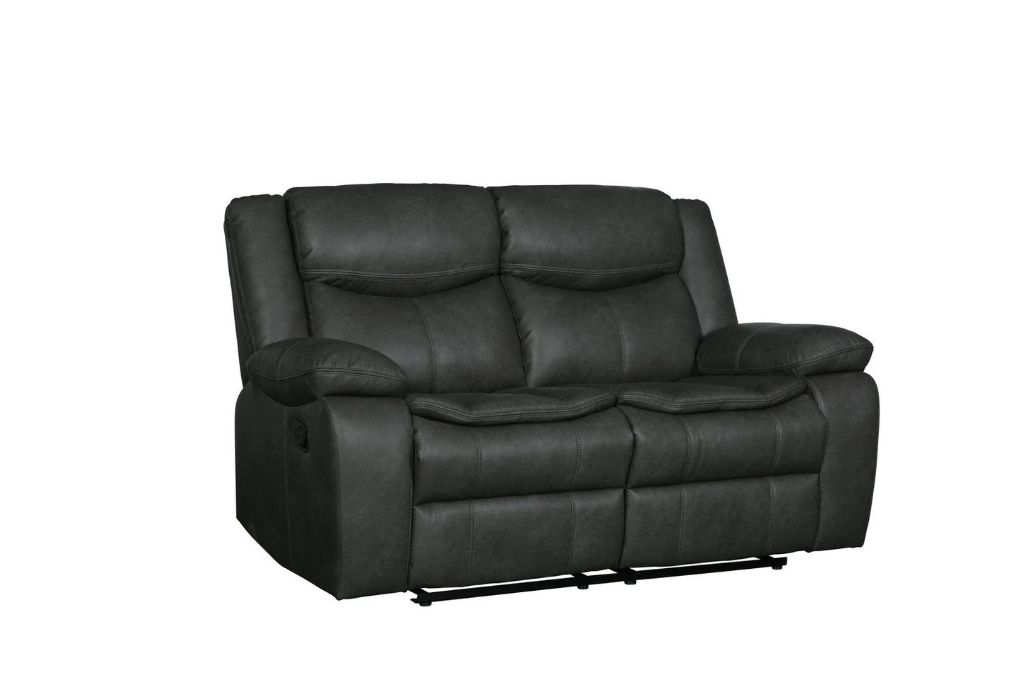 Modern Soft Gray Faux Leather Reclining Sofa