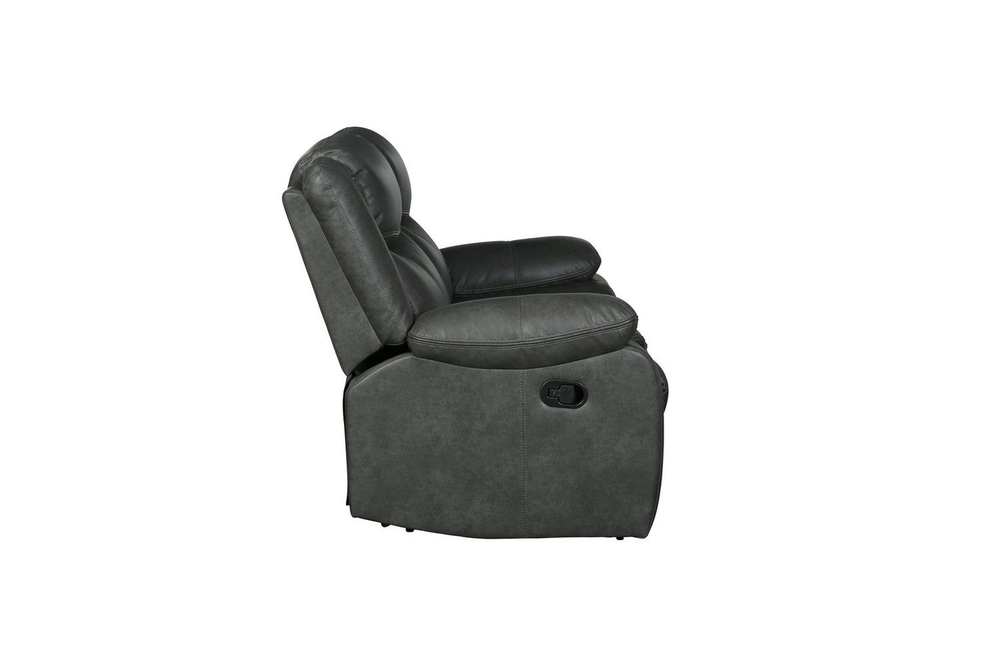 Modern Soft Gray Faux Leather Reclining Sofa