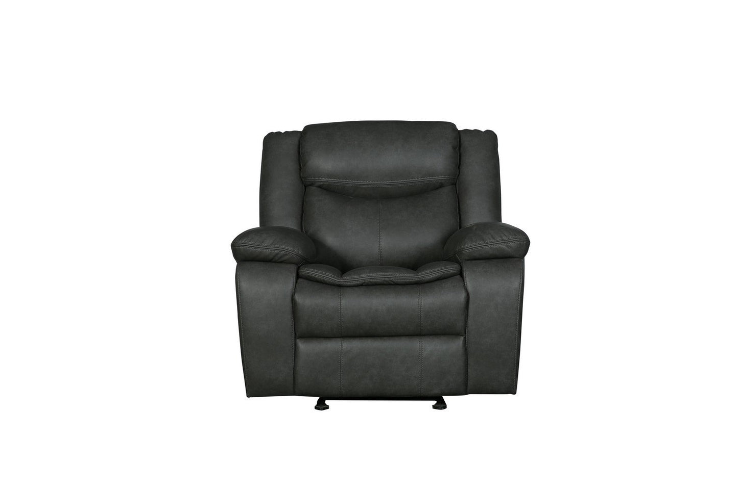 Modern Soft Gray Faux Leather Reclining Sofa