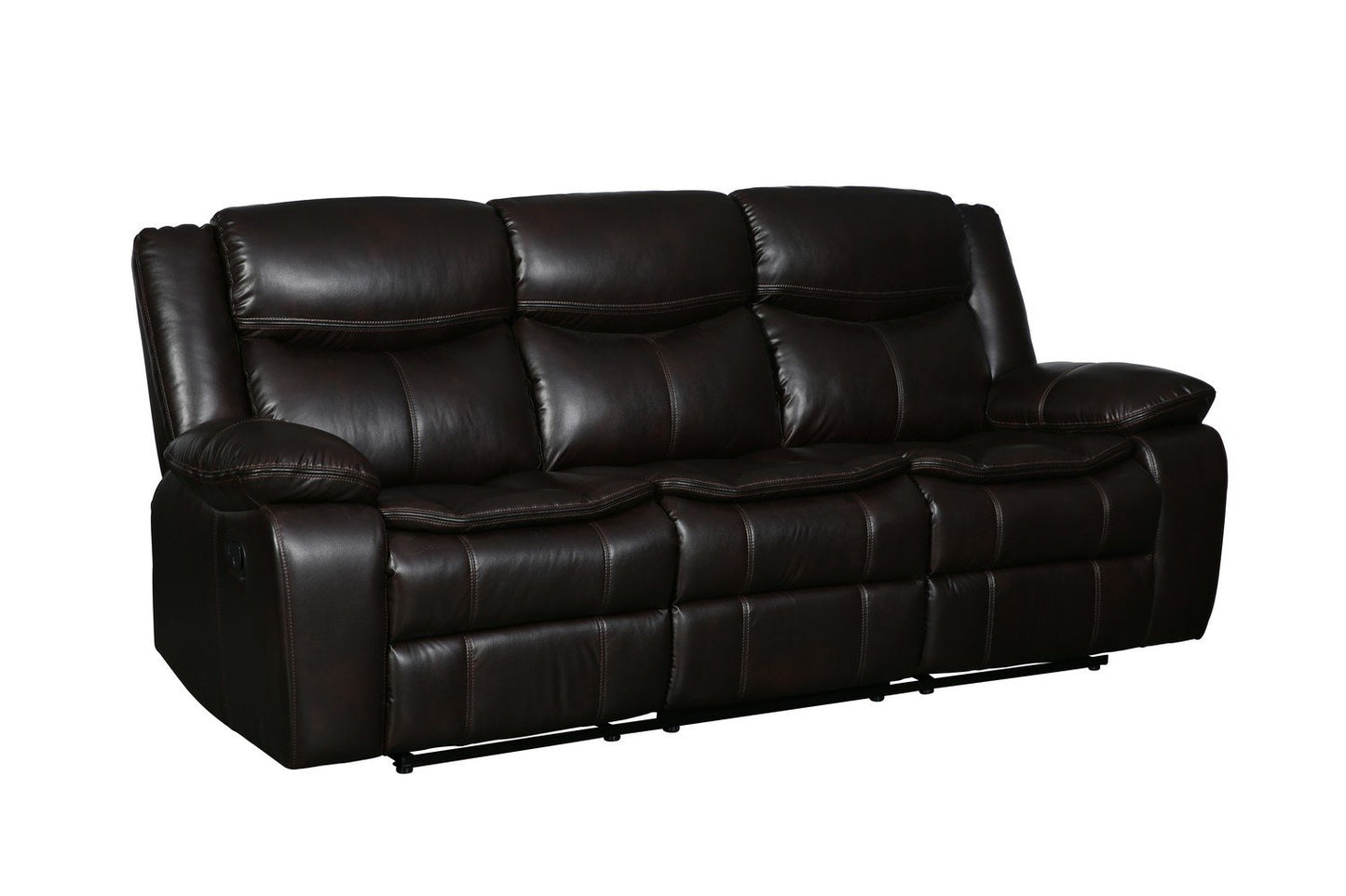 Modern Soft Brown Faux Leather Reclining Sofa