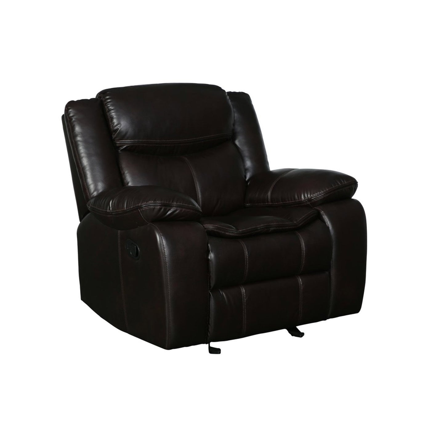 Modern Soft Brown Faux Leather Reclining Sofa