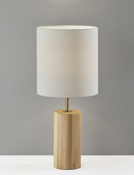 Natural Wood Circular Block Table Lamp