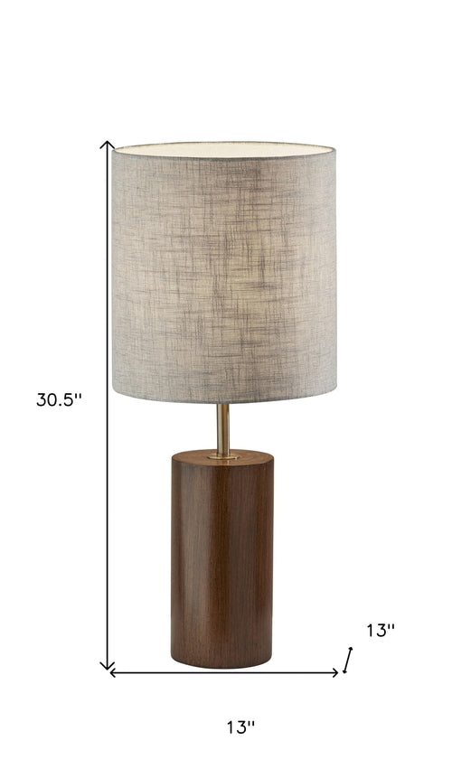 Natural Wood Circular Block Table Lamp