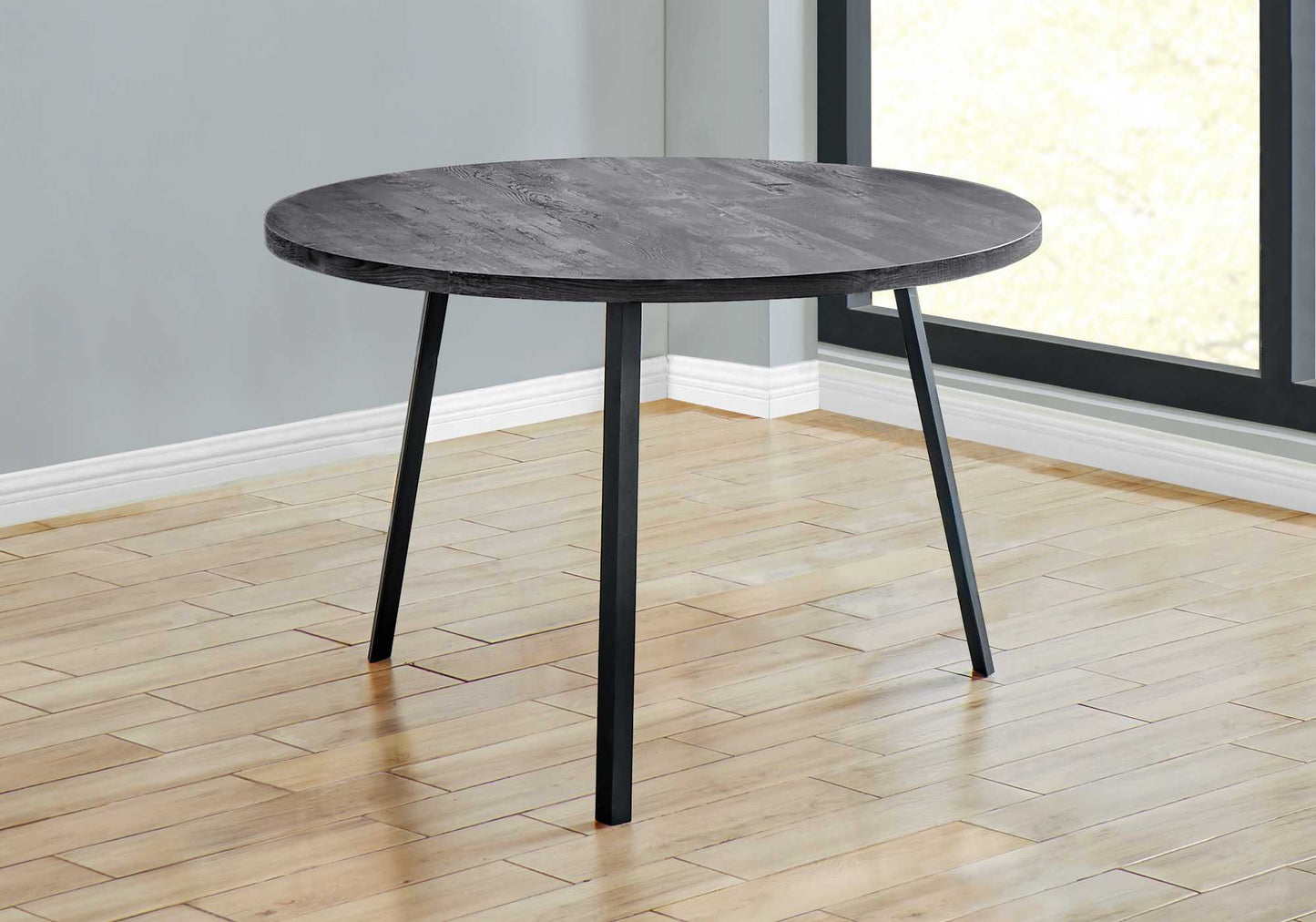 48inches Round Dining Room Table with Black Reclaimed Wood and Black