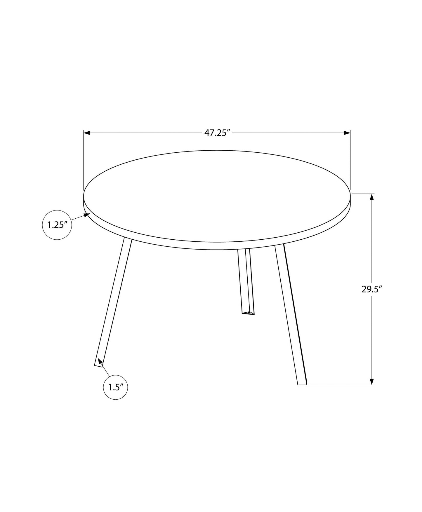 48inches Round Dining Room Table with Black Reclaimed Wood and Black