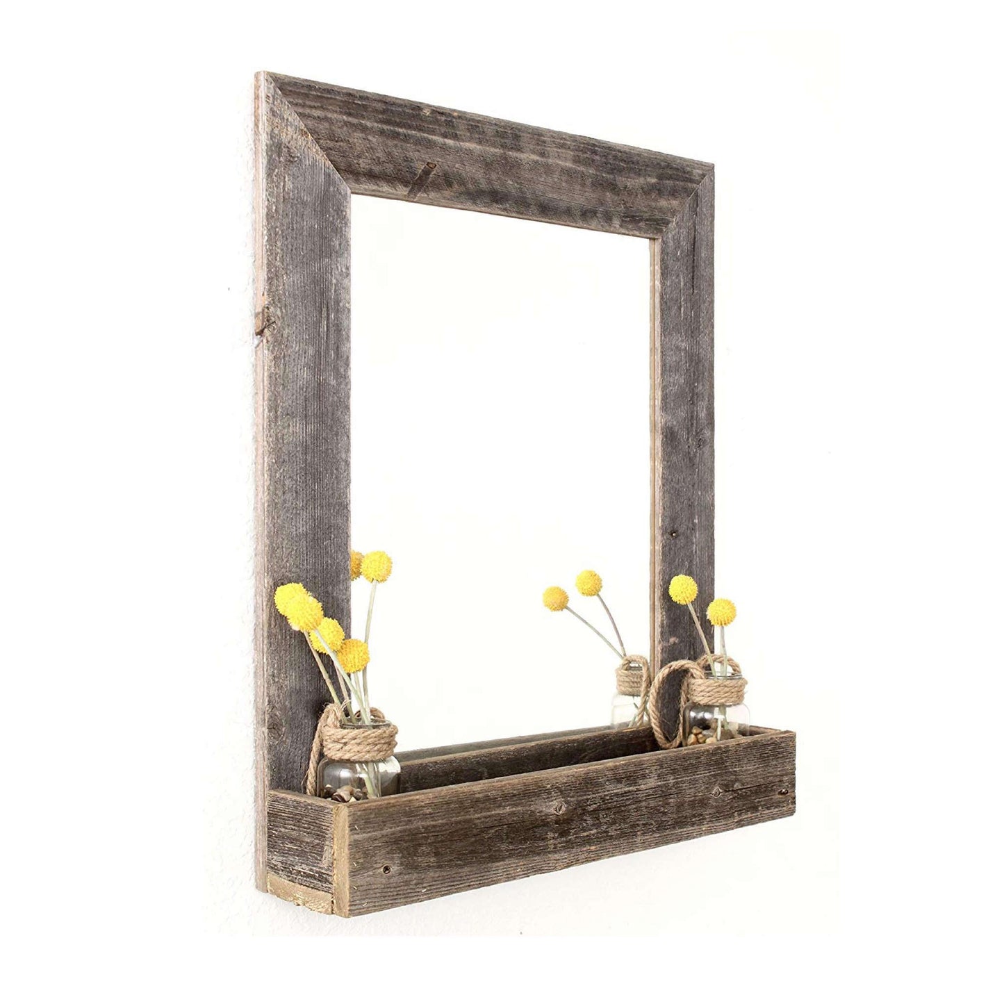 Wood Plank Mirror with Shelf