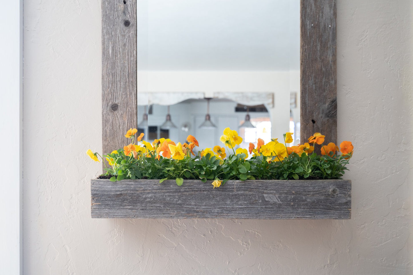 Wood Plank Mirror with Shelf