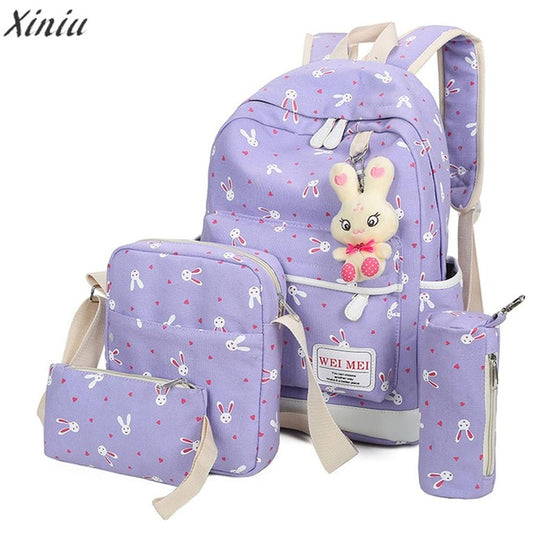 4 Sets Backpack Women School Bags For Teenagers