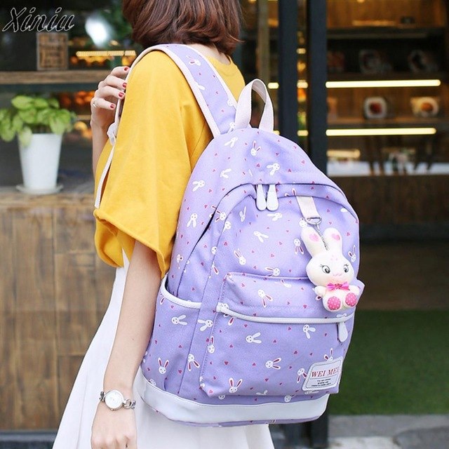 4 Sets Backpack Women School Bags For Teenagers