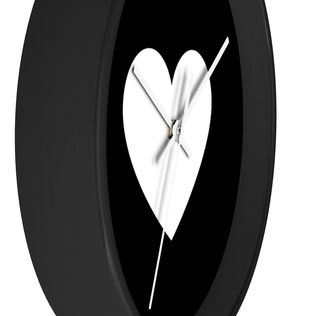 Wall Clock, Black And White Heart Print