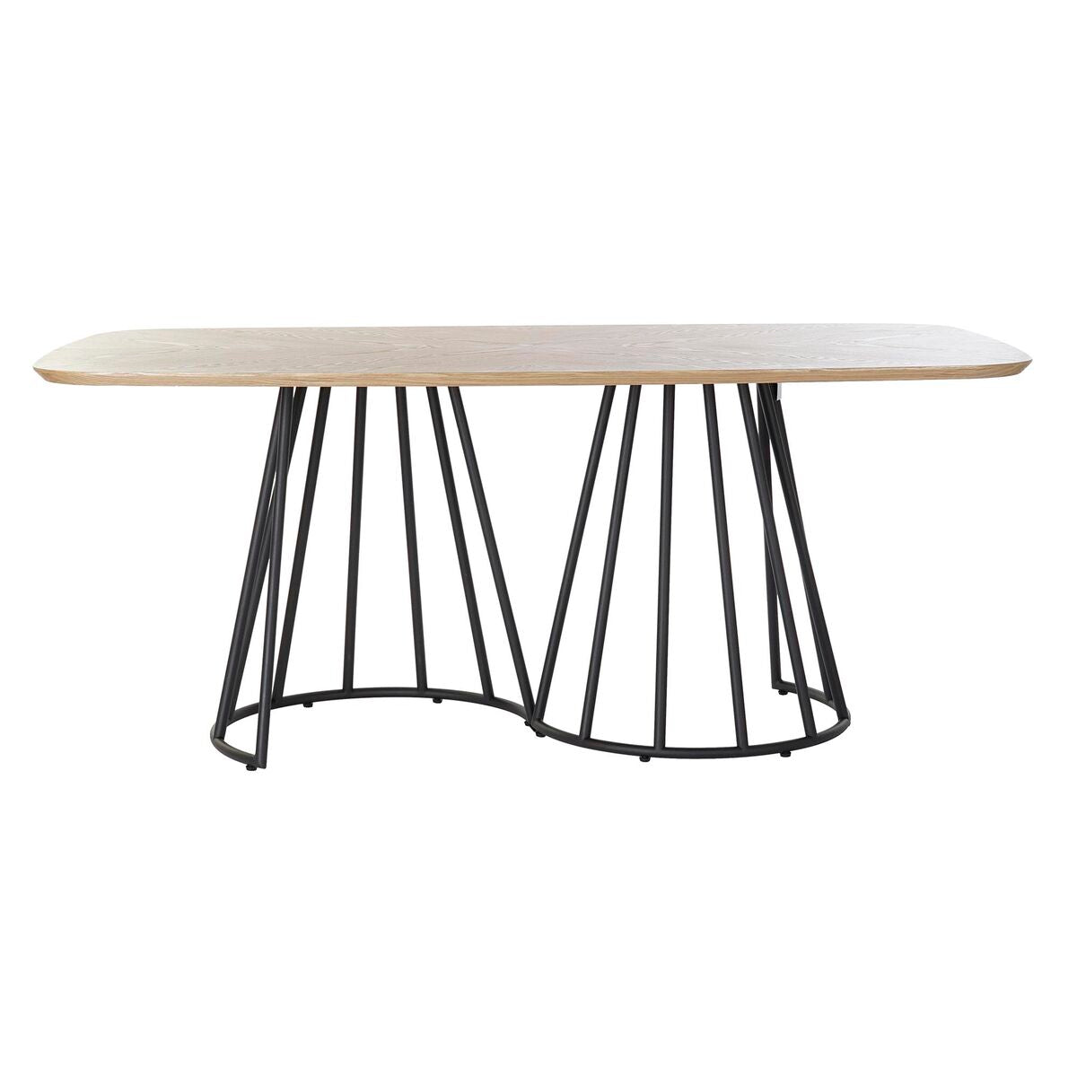 Dining Table DKD Home Decor Natural Black Metal 180 x 100 x 76 cm MDF