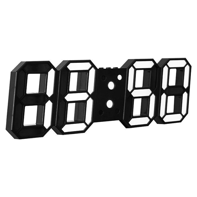 3D Remote Control Black LED Electronic Stand Wall Clock