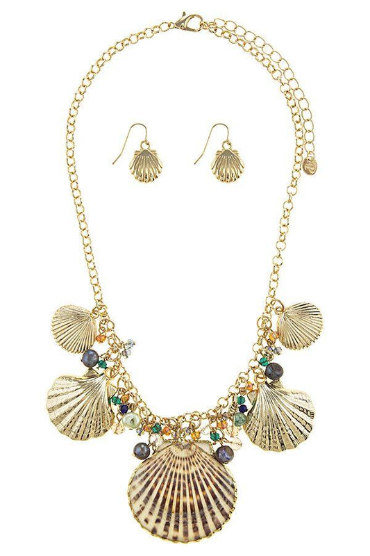 Oversize shell station necklace set