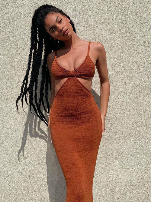 Spaghetti Strap Sexy Backless Maxi Dress