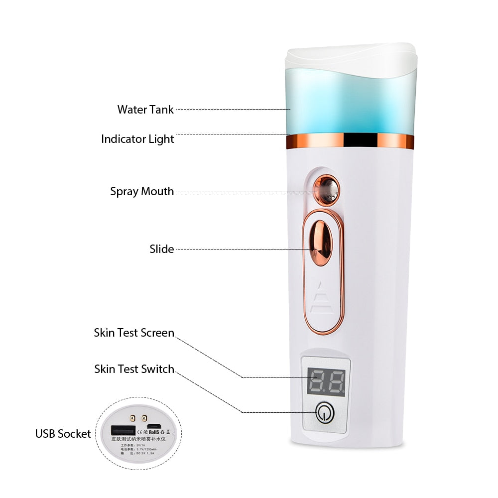 Face Spray Bottle Nano Mister Measuring Skin