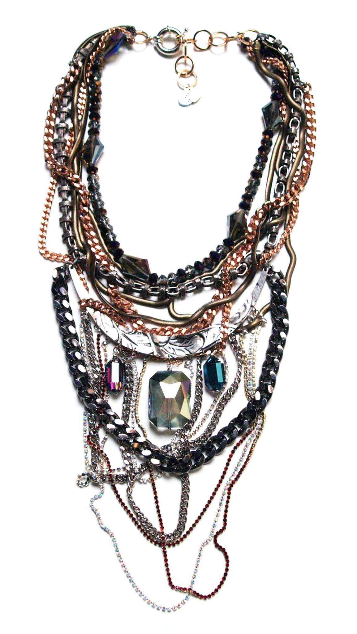 Multi Color Statement Necklace with Swarovski Crystals.