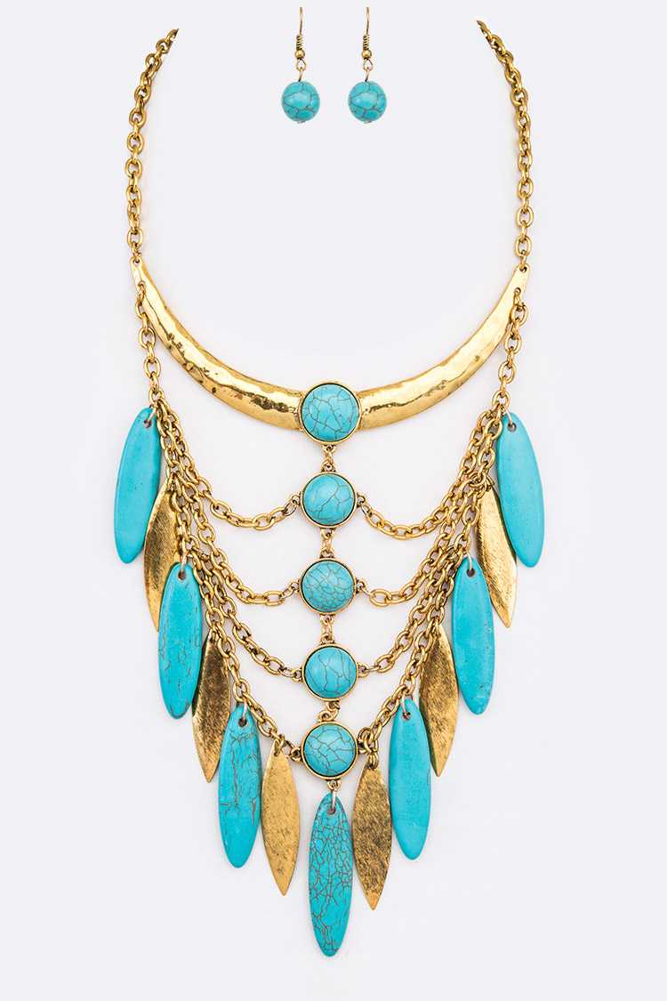 Turquoise Statement Necklace Set