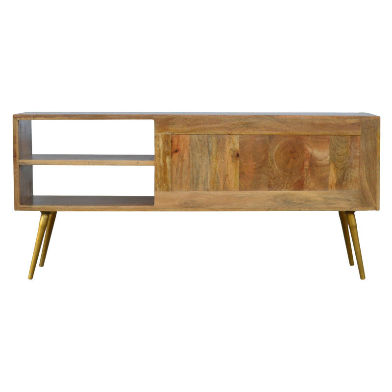 Sleek Cement Brass Inlay Media Unit