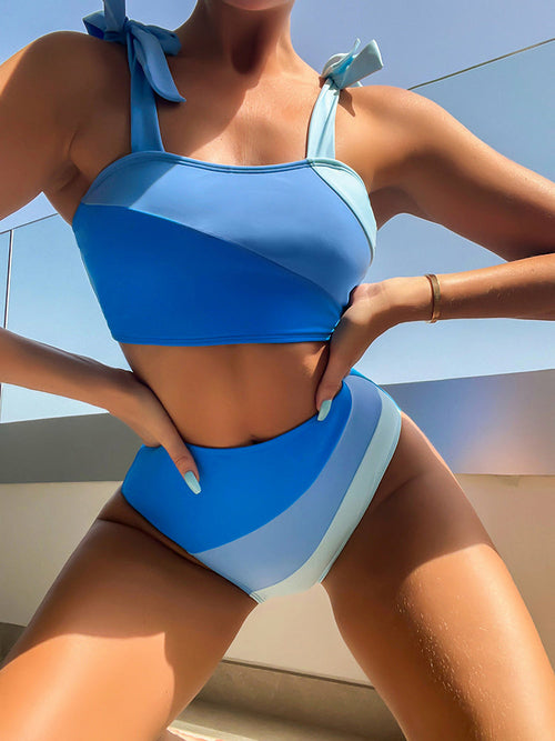 Tube Top Bikinis Sexy Contrast Color Swimwear