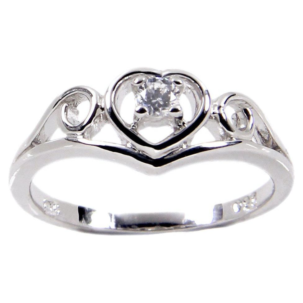 Vintage Style Sterling Silver Heart Frame Swirl Ring