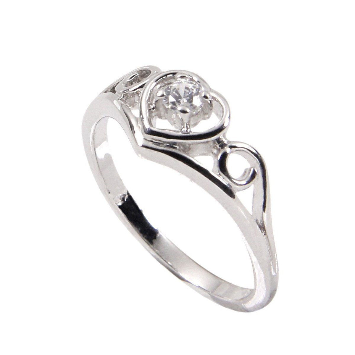 Vintage Style Sterling Silver Heart Frame Swirl Ring