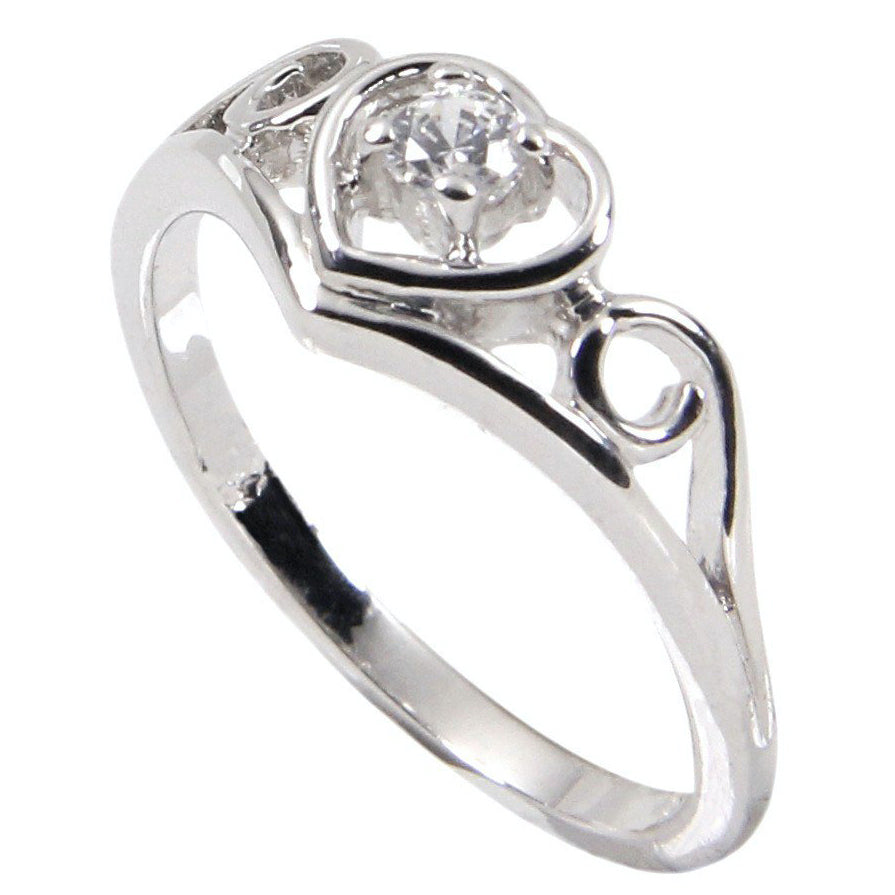 Vintage Style Sterling Silver Heart Frame Swirl Ring