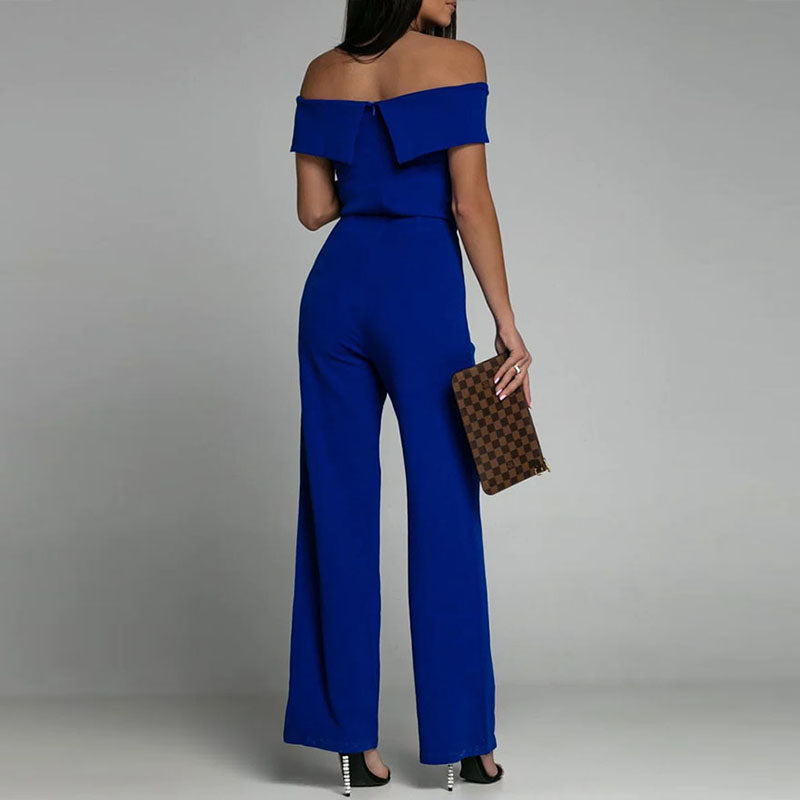 Women Off Shoulder Elegant Party Jumpsuit Chic Slim Work Overalls