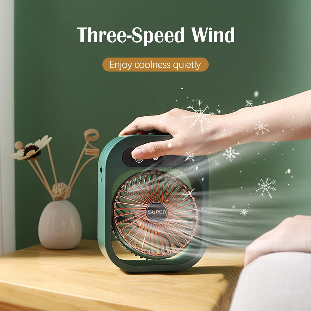 Portable Mist Fan USB Rechargeable Battery Desktop Air Conditioning