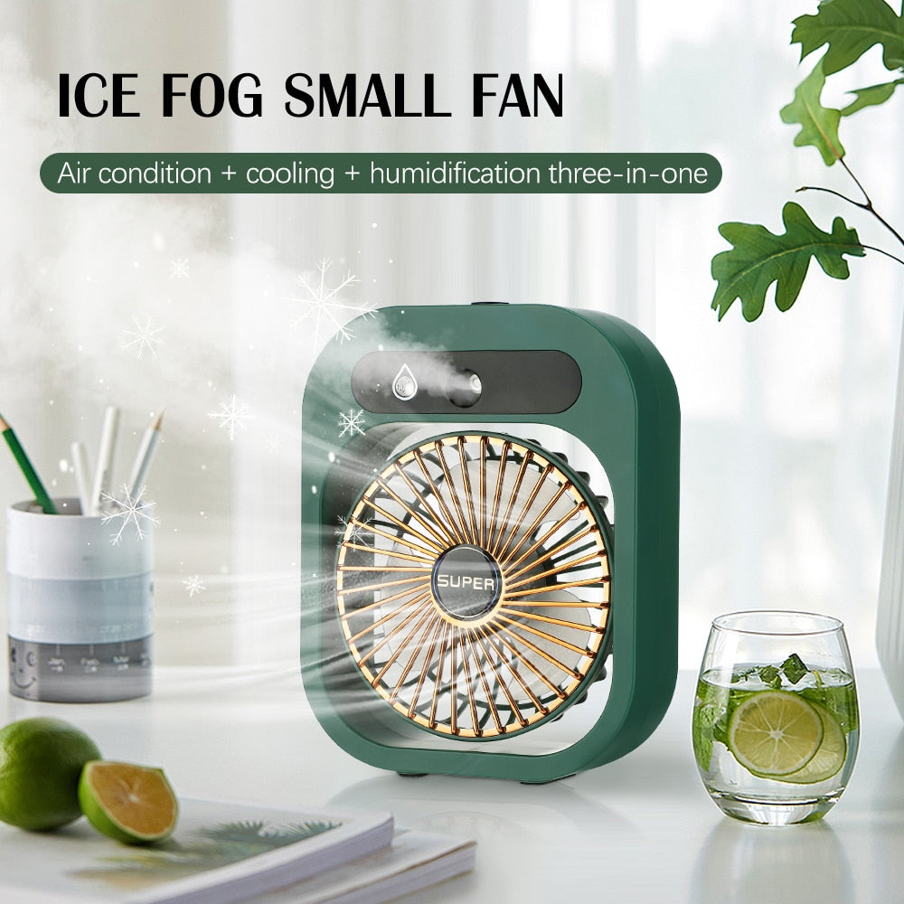 Portable Mist Fan USB Rechargeable Battery Desktop Air Conditioning