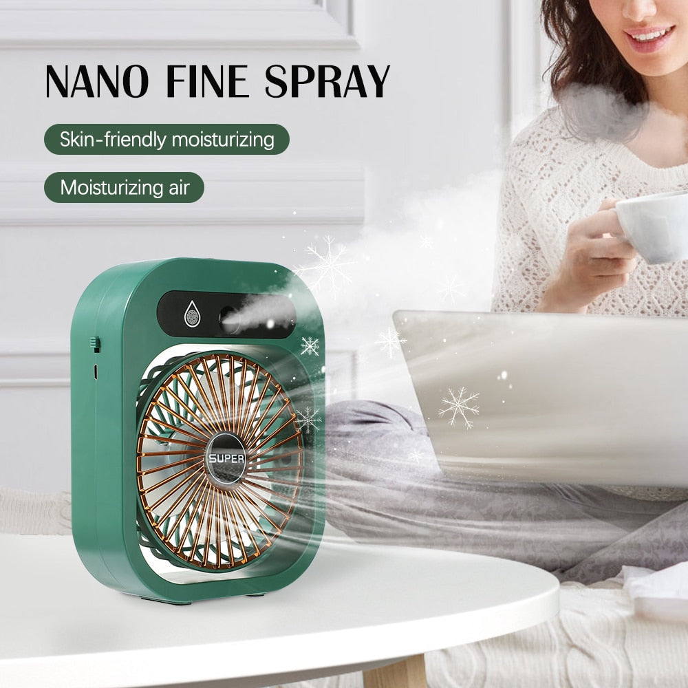 Portable Mist Fan USB Rechargeable Battery Desktop Air Conditioning