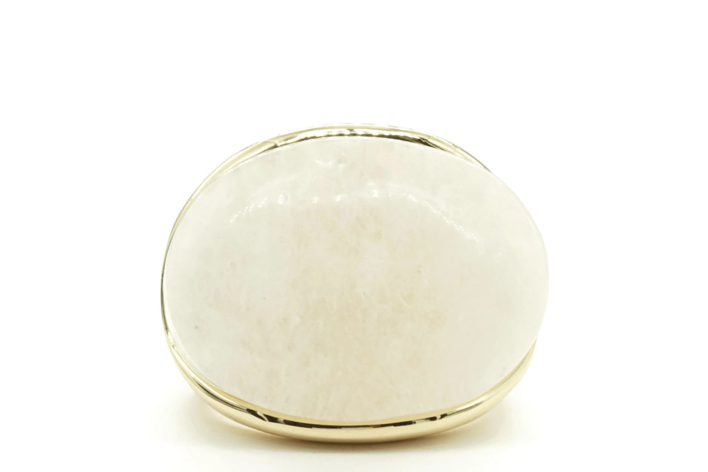 Large Oval 14K Gold White Stone Ring