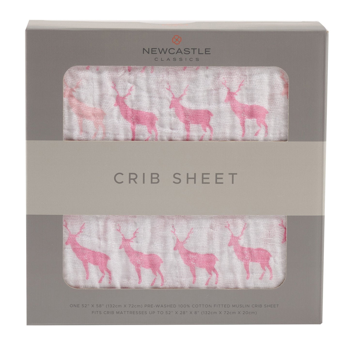 Pink Deer Cotton Muslin Crib Sheet