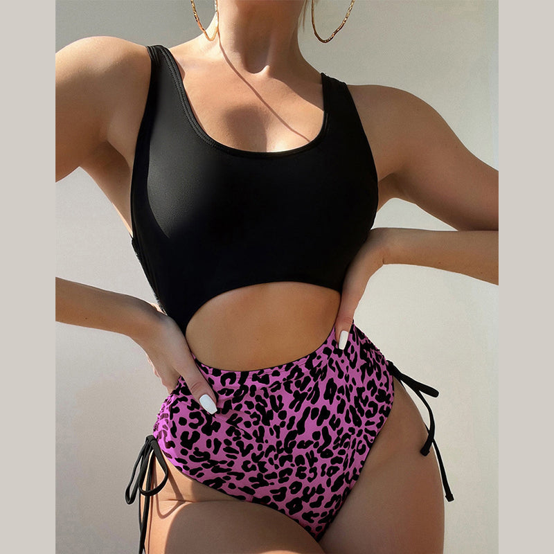 Sexy Hollow Out High Waist Drawstring Swimsuit