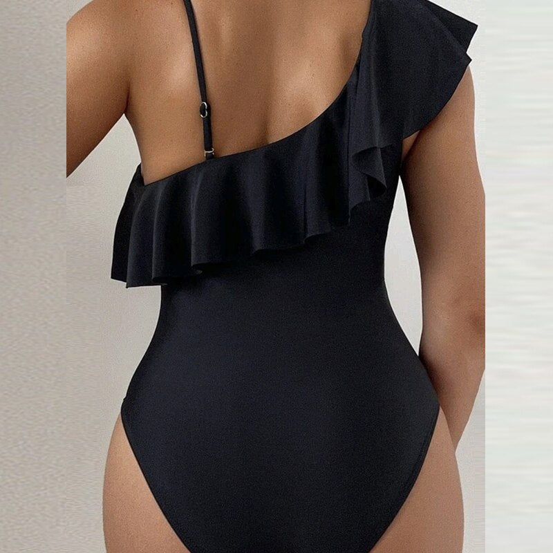 Summer Sexy Ruffle Mesh One-Piece Swimsuit