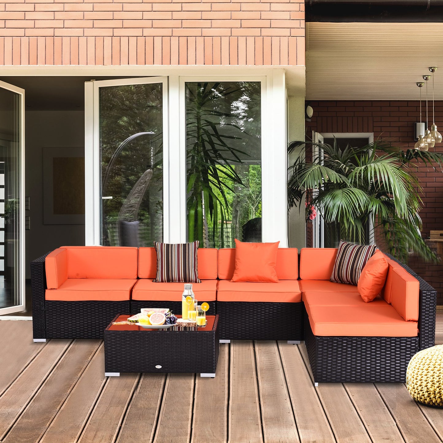 Outsunny 7 Piece Rattan Sofa Set Wicker Garden Outdoor Furniture