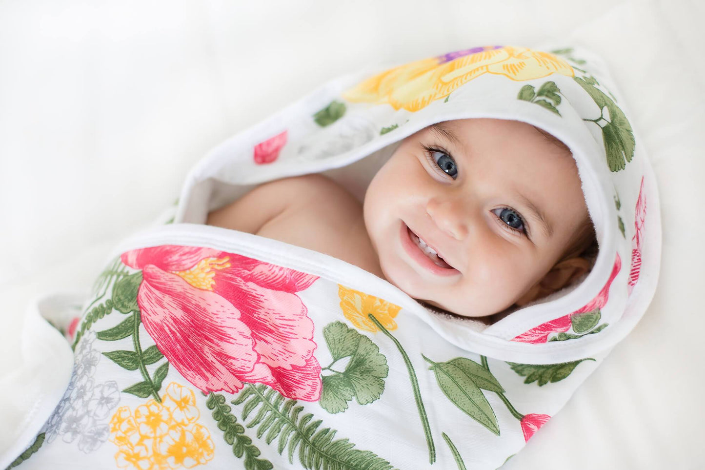 Bamboo Viscose Baby Hooded Towel Floral Print